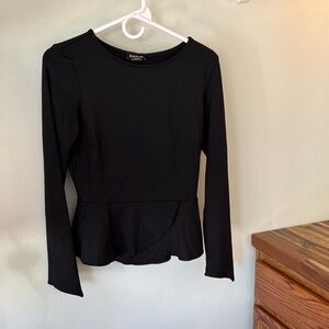 bebe Black Long Sleeve Peplum Top